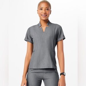 Figs Inala Slim Scrub Top Graphite Small